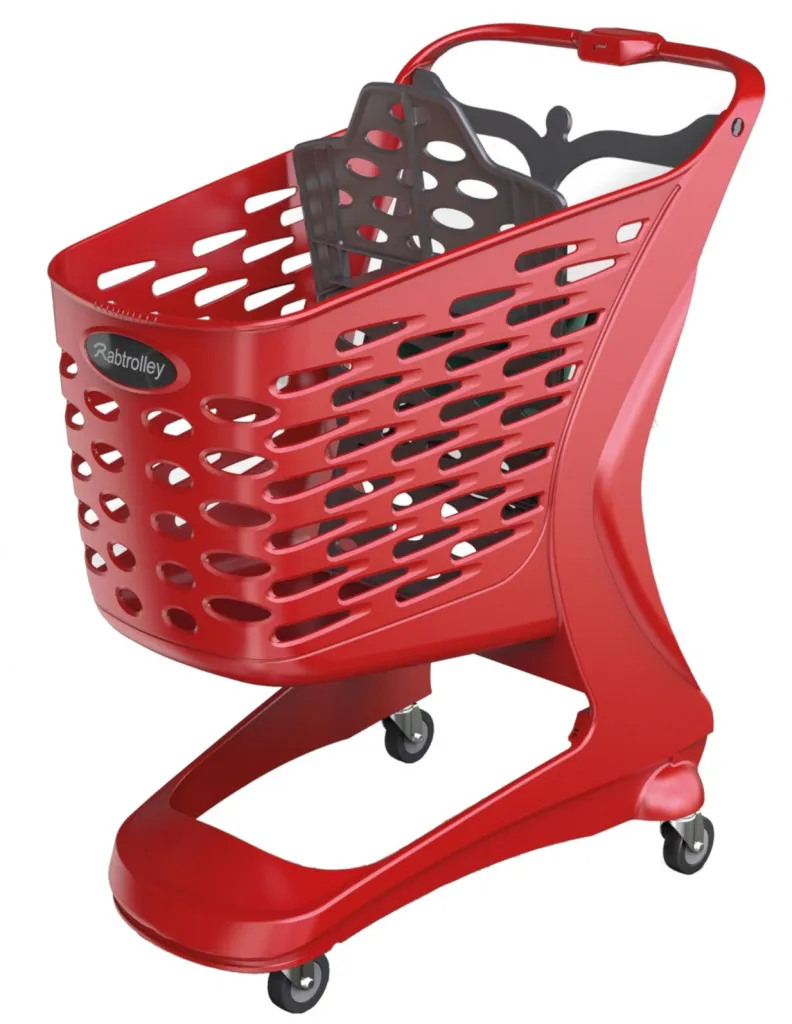 Корзина-тележка для супермаркета RABTROLLEY Mini Basic с детским сиденьем 90 л Красный (29411167)