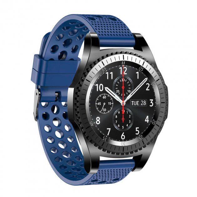 Силіконовий перфорований ремінець Watchbands для Samsung Galaxy Watch 46 мм Blue (WB009BUBLEPERFBLUE-1) - фото 2