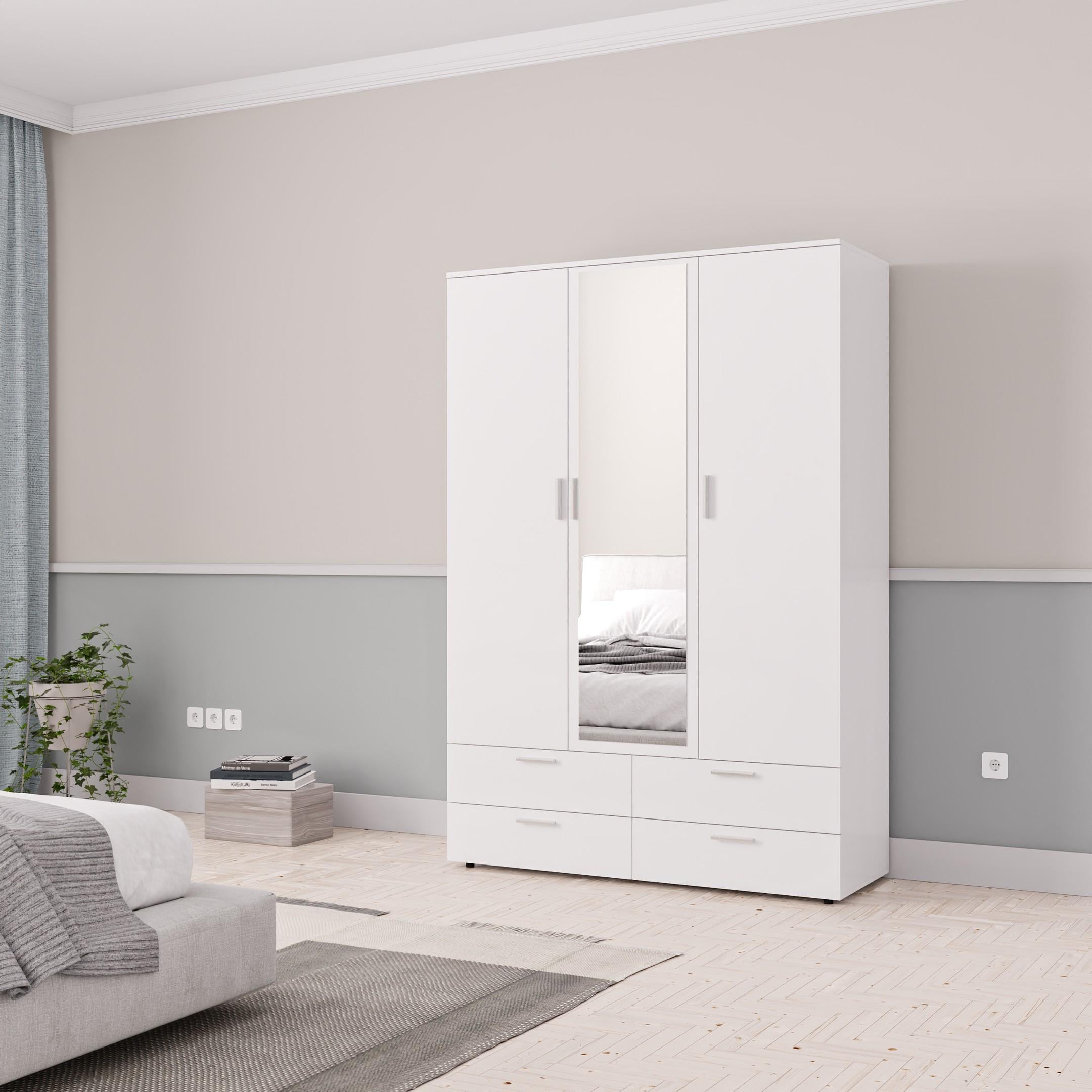 Шафа розпашна з дзеркалом Spazio Threedoor 3Д+4Ш 1378х500х1986 мм Білий