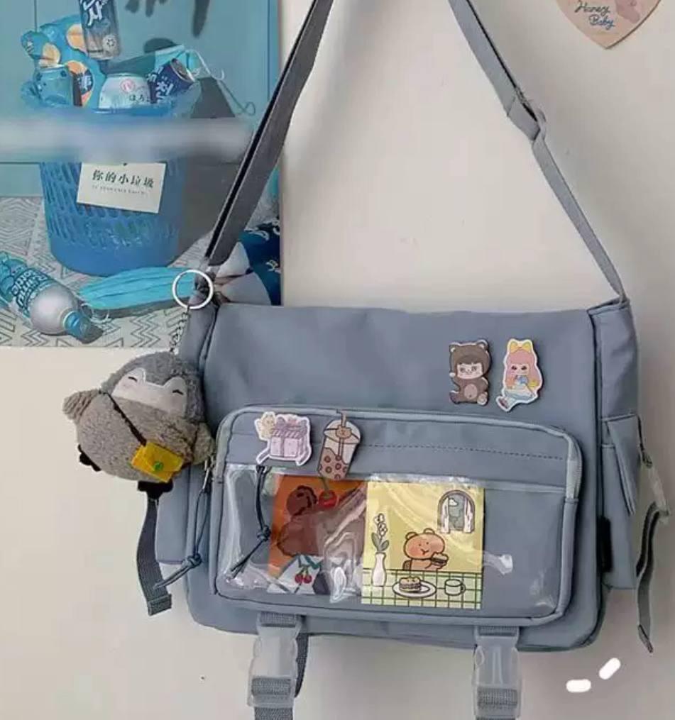 Сумка женская с карманами для школы/университета готическая Синий (А568) - фото 3 Сумка женская с карманами для школы/университета готическая Синий (А568) - фото 3