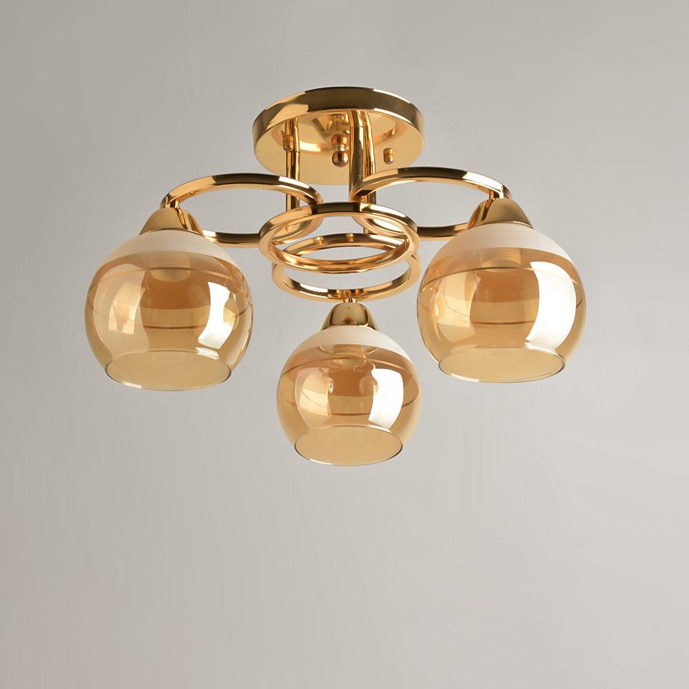 Люстра потолочная Light House SH-19341/3A FG E27х3 420х420х230 мм Золотой/Медовый