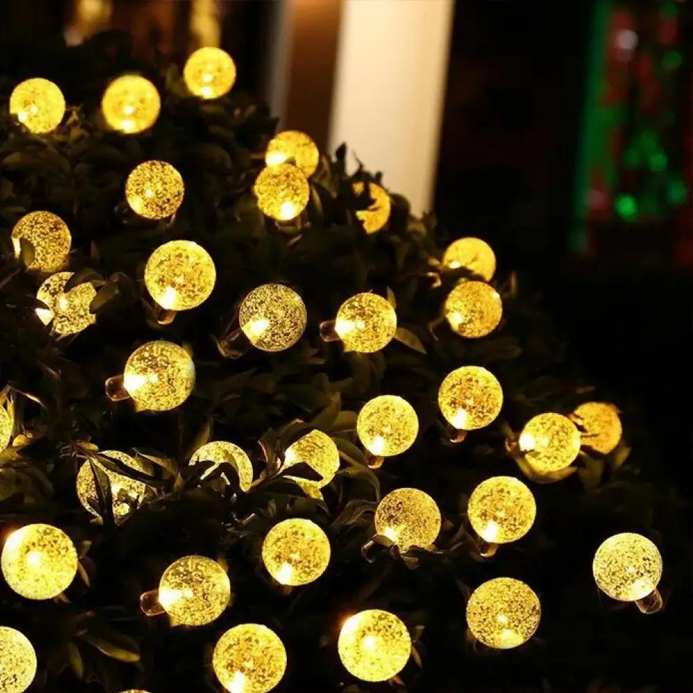 Гірлянда світлодіодна вулична Кульки прозорі 40 LED 8 м і перехідник 220V IP44 Теплий білий
