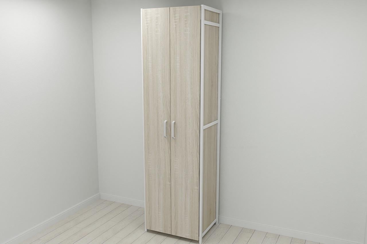 Шкаф Ferrum-decor Гардероб Уни секция 6 серии Конект металл/ДСП 16 мм 220x60x50 см Белый/Дуб Сонома (FRD-104581)