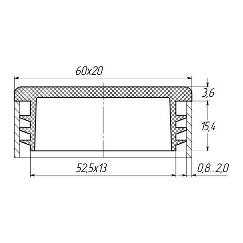 Заглушка Steelfix 60х20 мм внутренняя прямоугольная для трубы 50 шт. Черный (246182) - фото 2