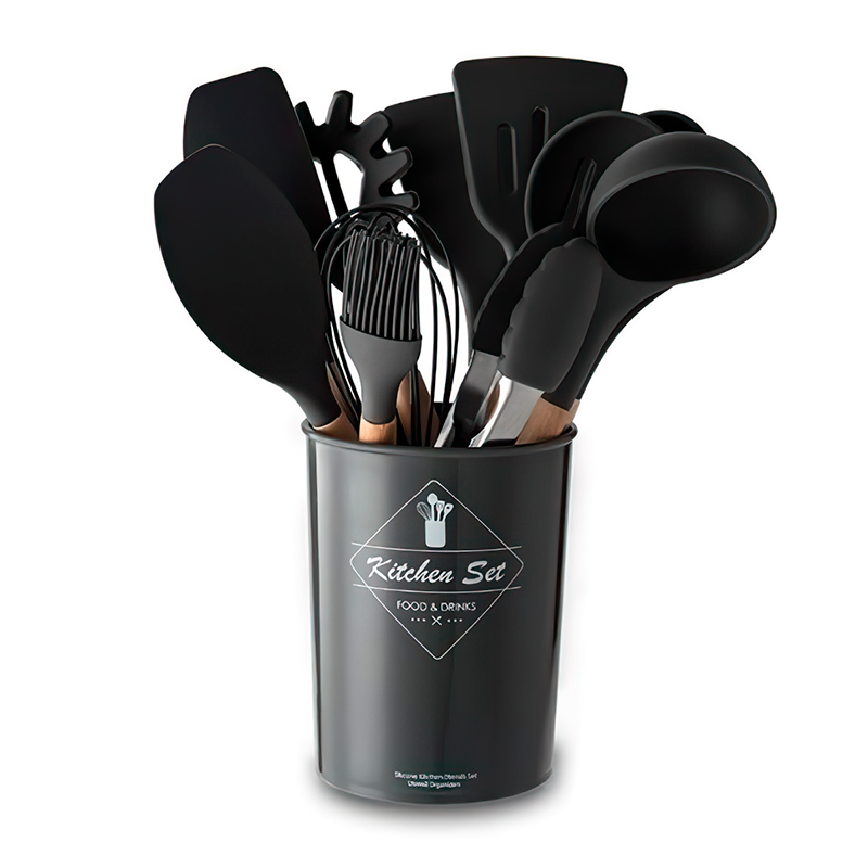 Набор кухонных принадлежностей из силикона и дерева с подставкой Kitchen Set 12 пр. Черный (HA-50) Набор кухонных принадлежностей из силикона и дерева с подставкой Kitchen Set 12 пр. Черный (HA-50)