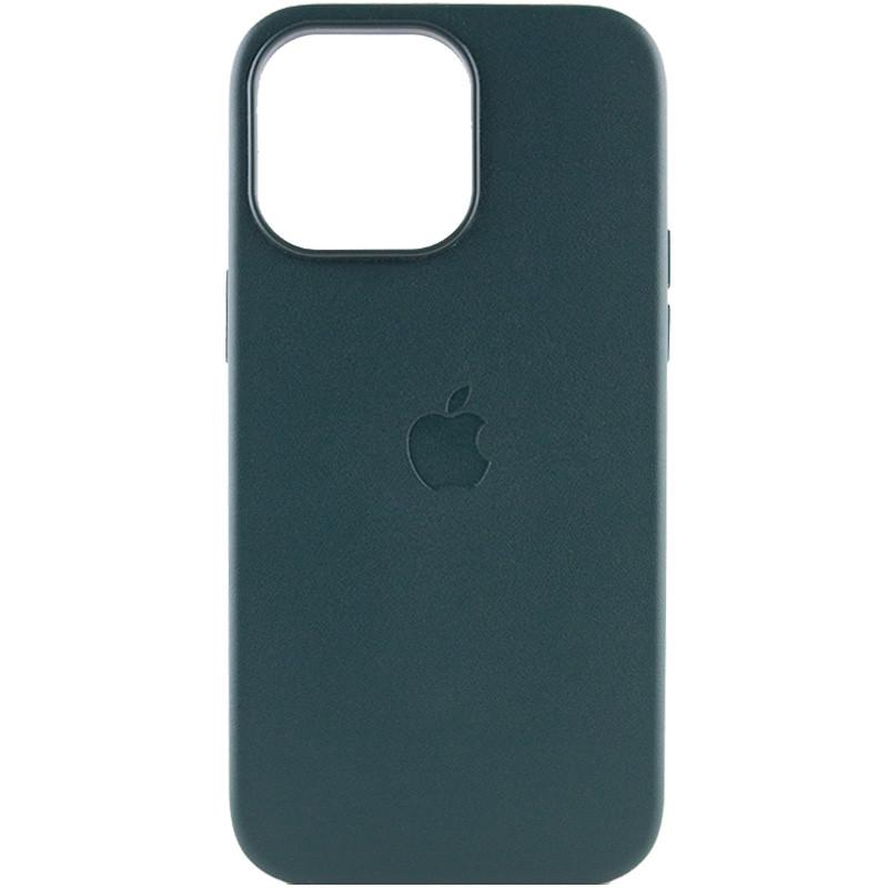 Противоударный Кожаный Чехол Leather Case (AAA) with MagSafe для Apple iPhone 14 Pro (6.1") Forest Green