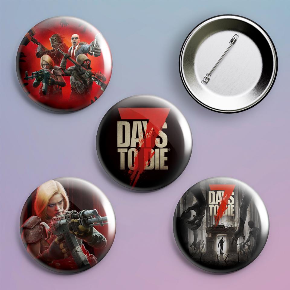Значки на рюкзак с принтом игры 7 Days to Die 4 шт.