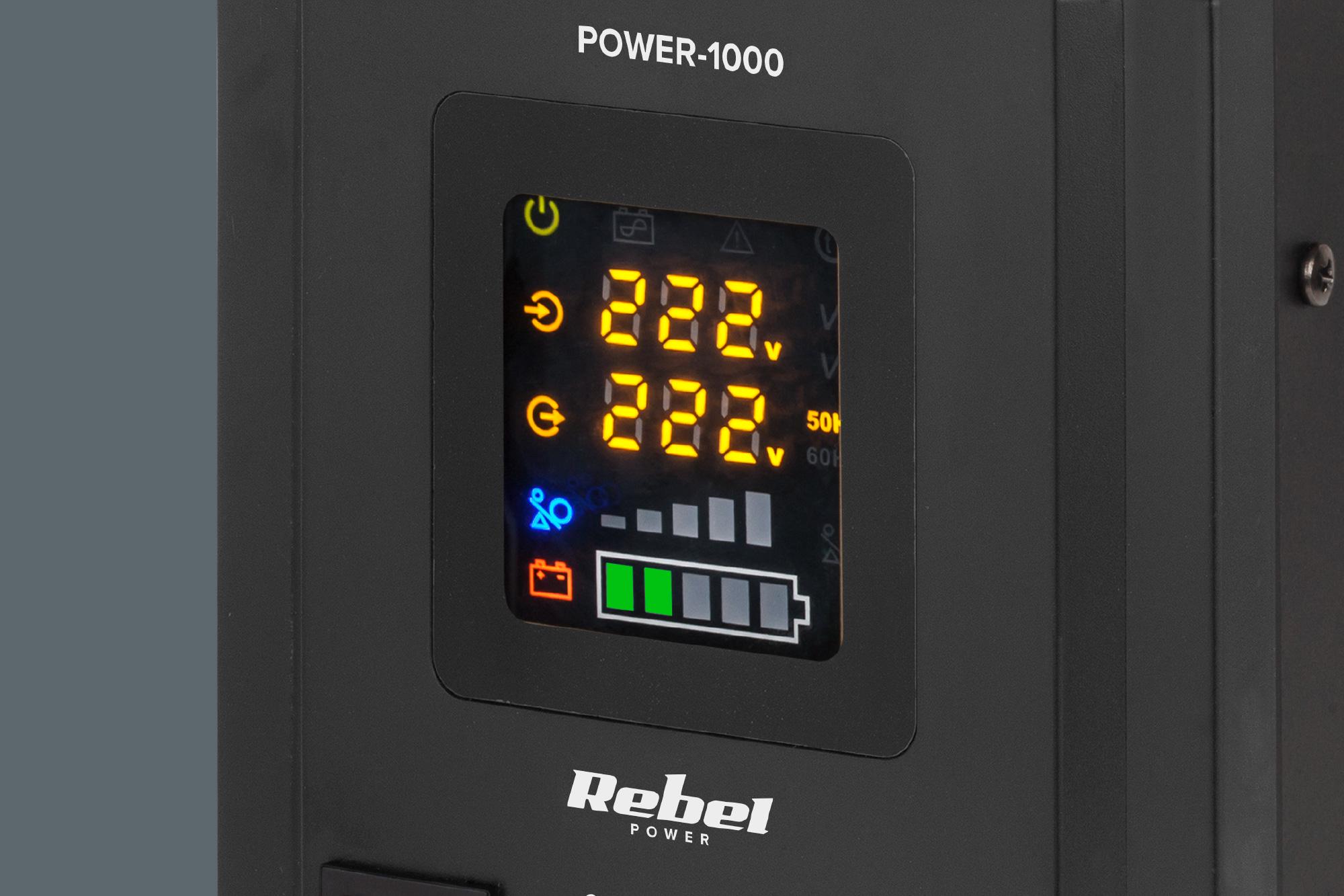 Джерело безперебійного живлення Rebel POWER-1000 12V 1000VA 700W для котла (RB-4003) - фото 4