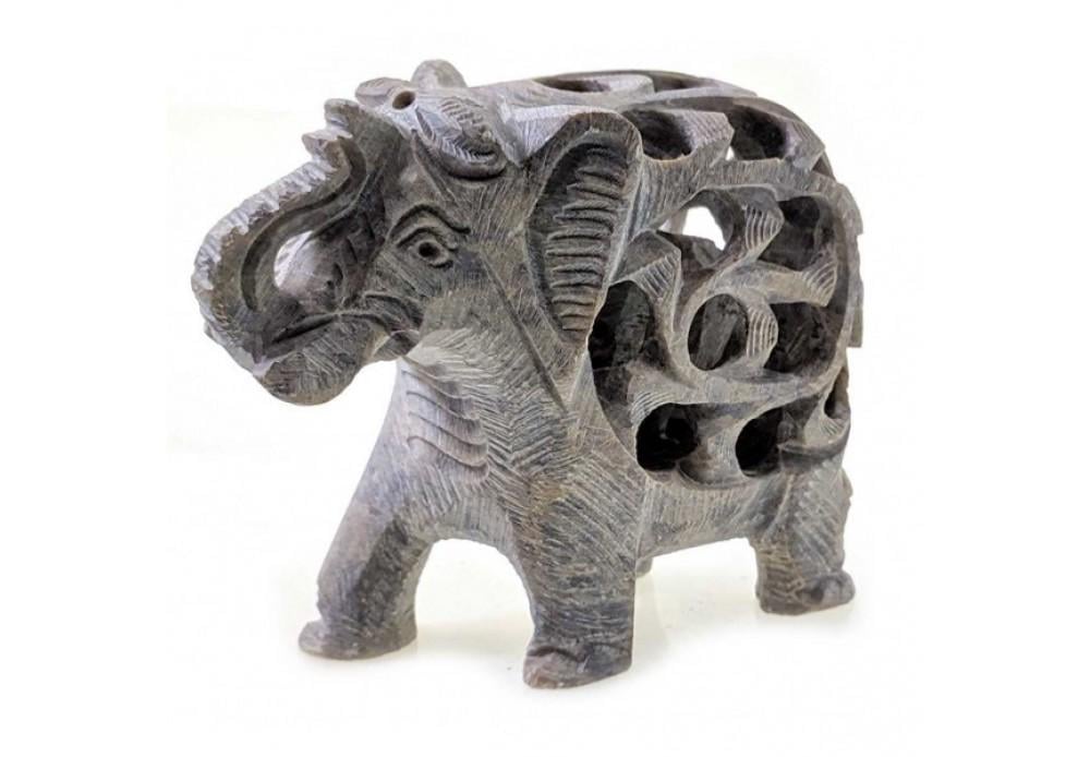 Статуетка Слон із мильного каменю різьблений 7,5х9,5х4,5 см (26618)