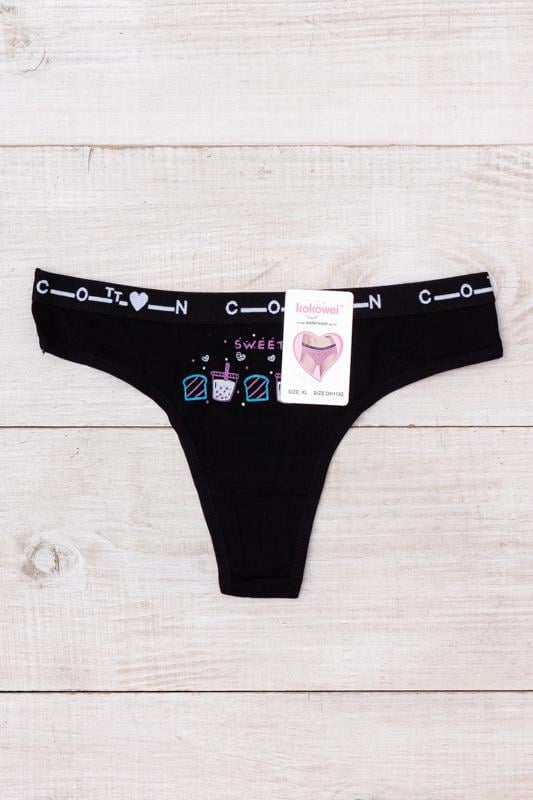 Труси-стрінги жіночі з малюнком Носи Своє XXL Чорний (13024)