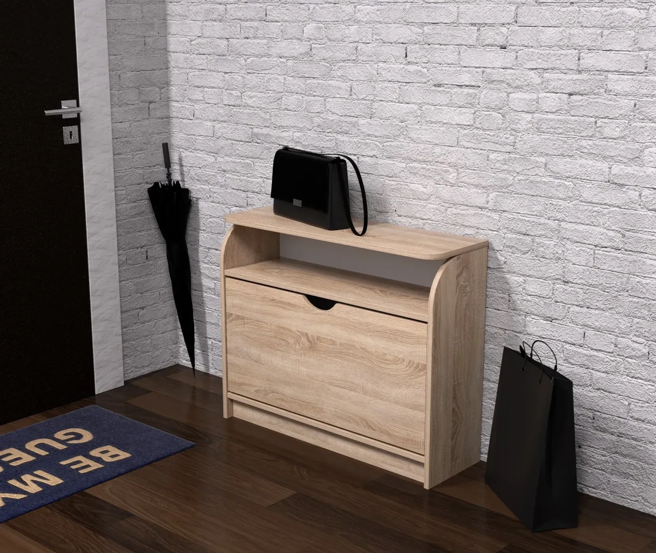 Тумба для обуви Kontinent No3 80х25х65 см Дуб Сонома (53389779) - фото 1 Тумба для обуви Kontinent No3 80х25х65 см Дуб Сонома (53389779) - фото 1