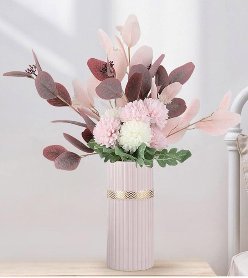 Ваза керамічна з золотим оздобленням 22 см Рожевий (80005) - фото 5