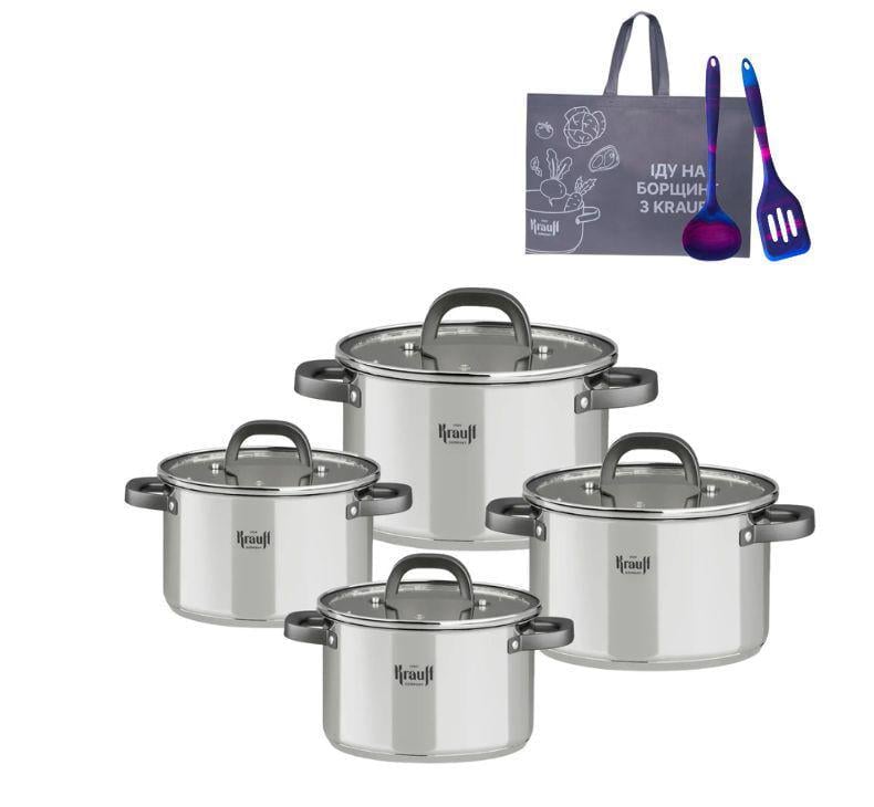 Набір каструль Krauff Prime Chef з ополоником лопаткою та сумкою-шопер 11 пр. (55-333-417)