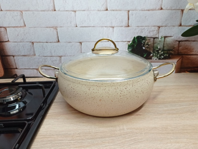 Каструля з кришкою OMS з антипригарним покриттям для газу без індукціі 4,5 л Айворі (3141-4,5-ivory) - фото 7 Каструля з кришкою OMS з антипригарним покриттям для газу без індукціі 4,5 л Айворі (3141-4,5-ivory) - фото 7