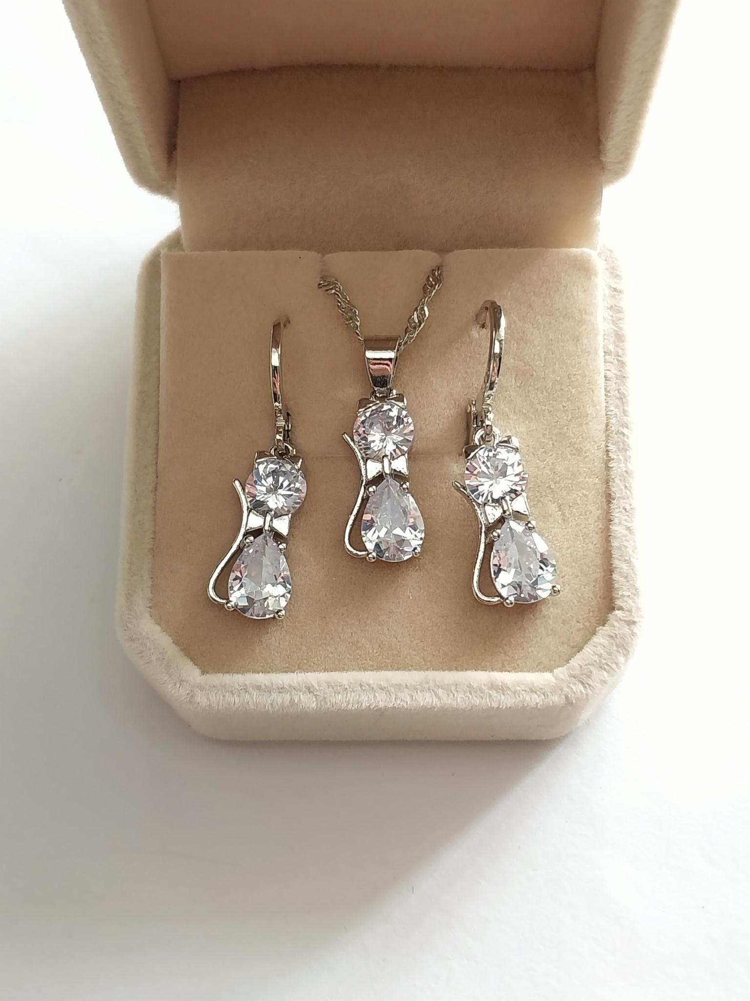 Колье и серьги Xuping Jewelry Милые кошечки с цирконами (15800)