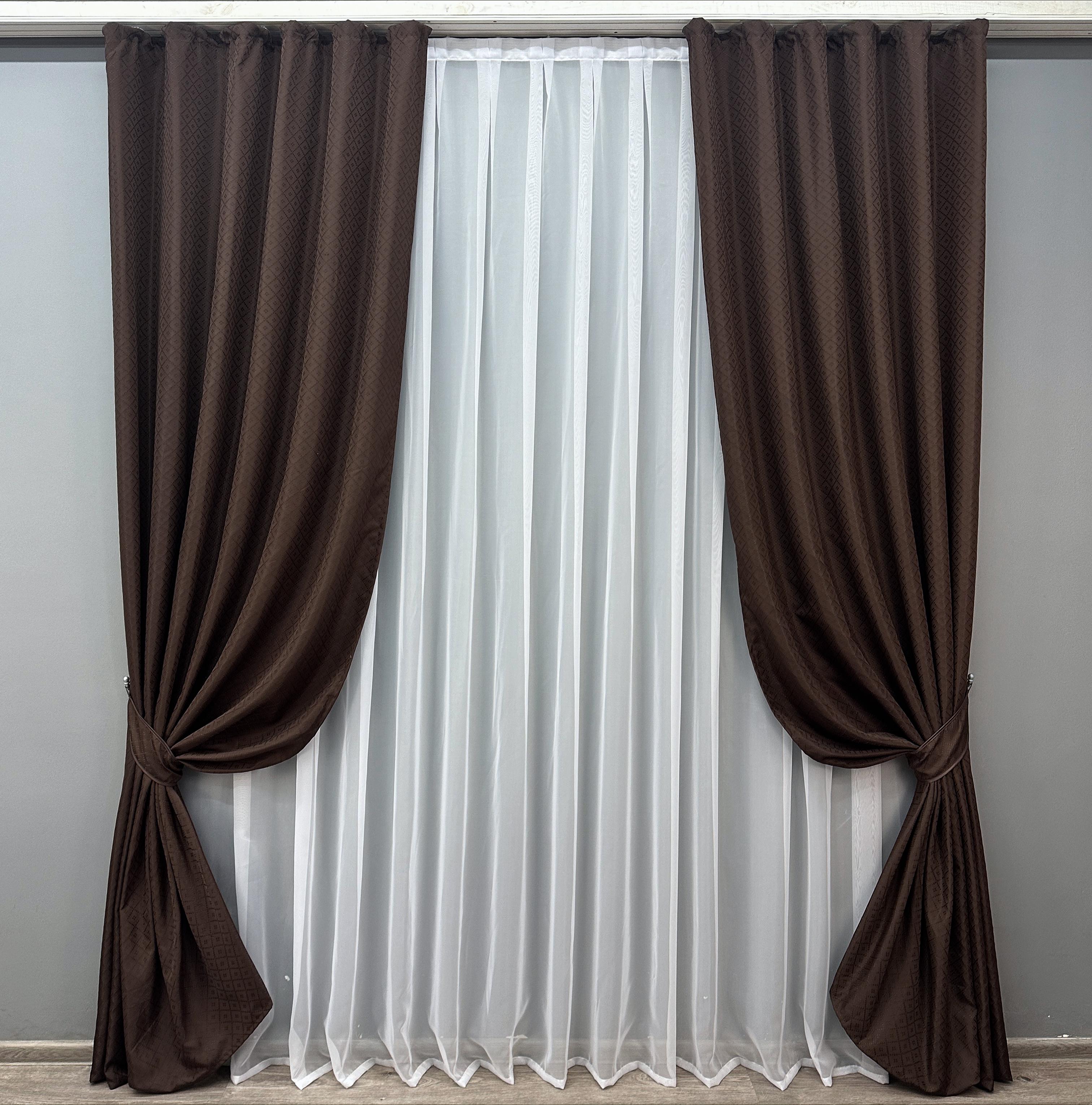 Комплект штор VR-Textil № 1746ш жаккард 145х270 см 2 шт. Коричневый (33-0704)