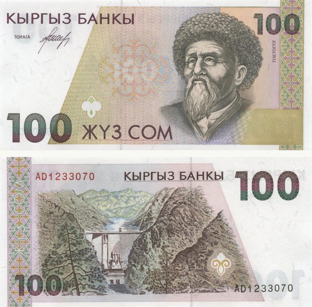 Коллекционная банкнота Киргизия 100 сом 1994 UNC P12 (Б10159)