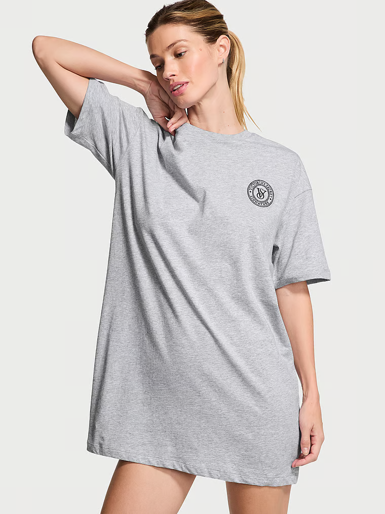 Сорочка Victoria's Secret Cotton Oversized Sleep Tee бавовняна M/L Сірий (22414513)