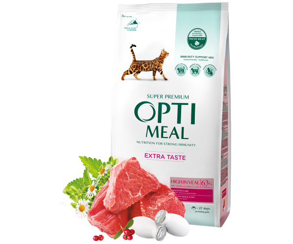 Корм сухой для взрослых кошек Optimeal High in Veal с телятиной 1,5 кг Корм сухой для взрослых кошек Optimeal High in Veal с телятиной 1,5 кг