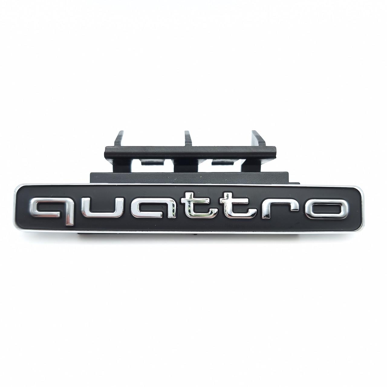 Эмблема радиаторной решетки Quattro Audi 95х14 мм Хром/Черный (8KO 853 736 B A4 B8 A6 C7)