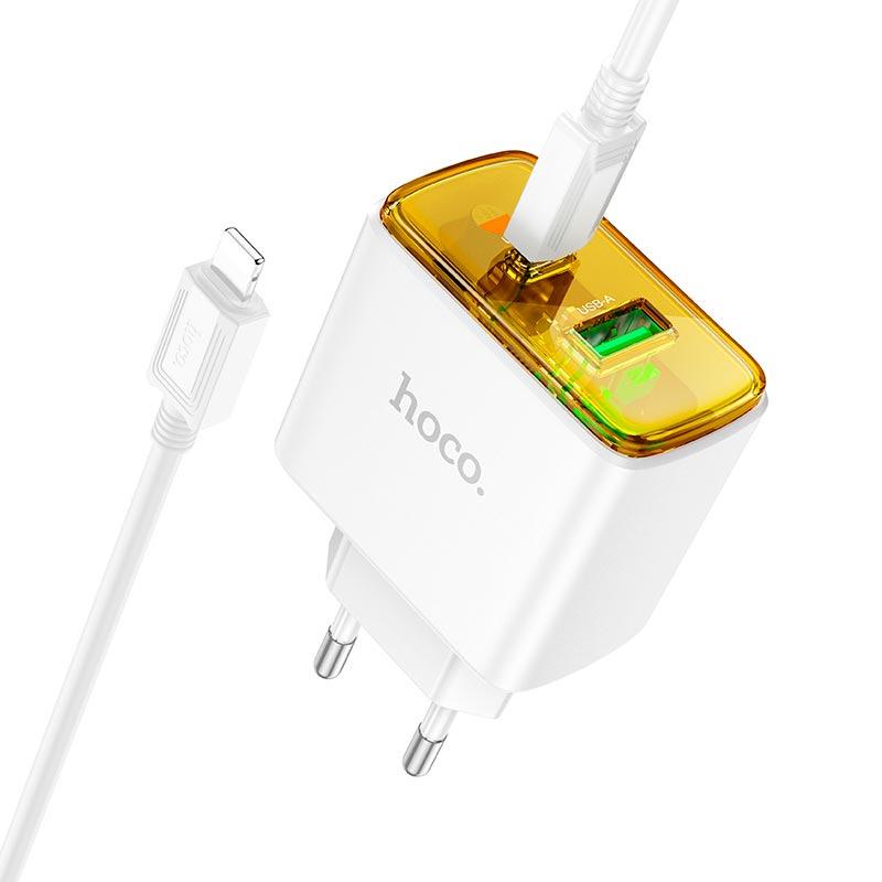 Зарядний пристрій мережевий Hoco Smart charger Type-C to Lightning Cable set CS42A 30 Вт USB/USB-C Білий Зарядний пристрій мережевий Hoco Smart charger Type-C to Lightning Cable set CS42A 30 Вт USB/USB-C Білий