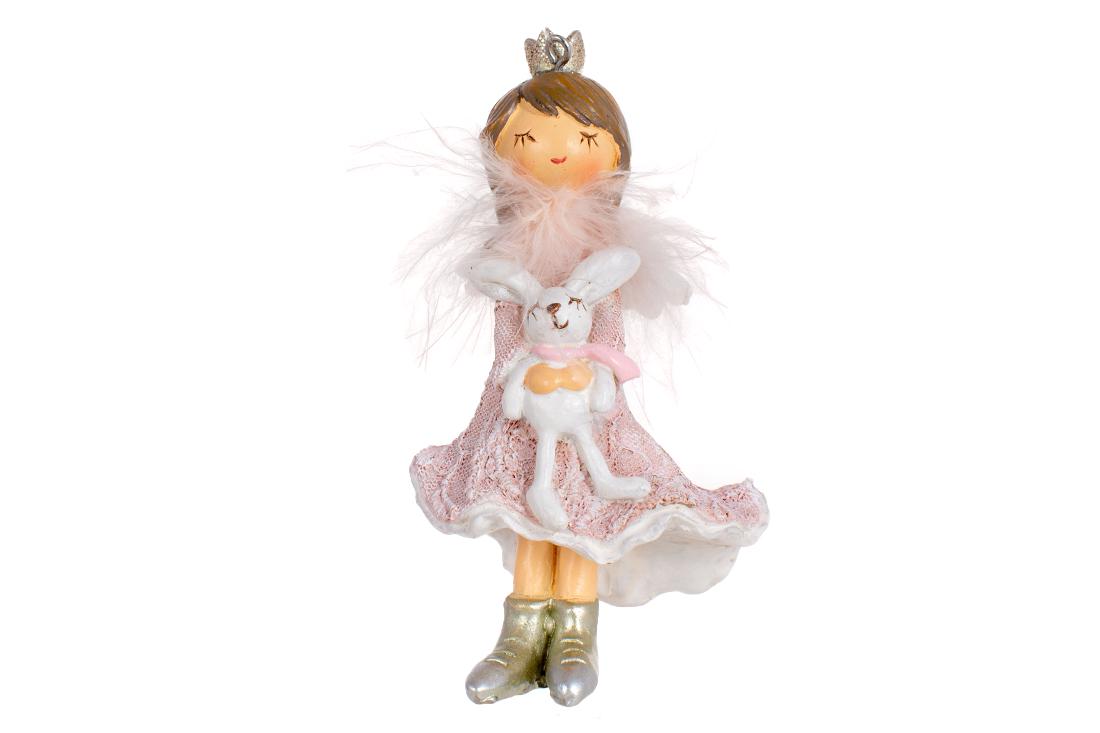 Фигурка новогодняя подвесная BonaDi Принцесса с зайкой (831-408)