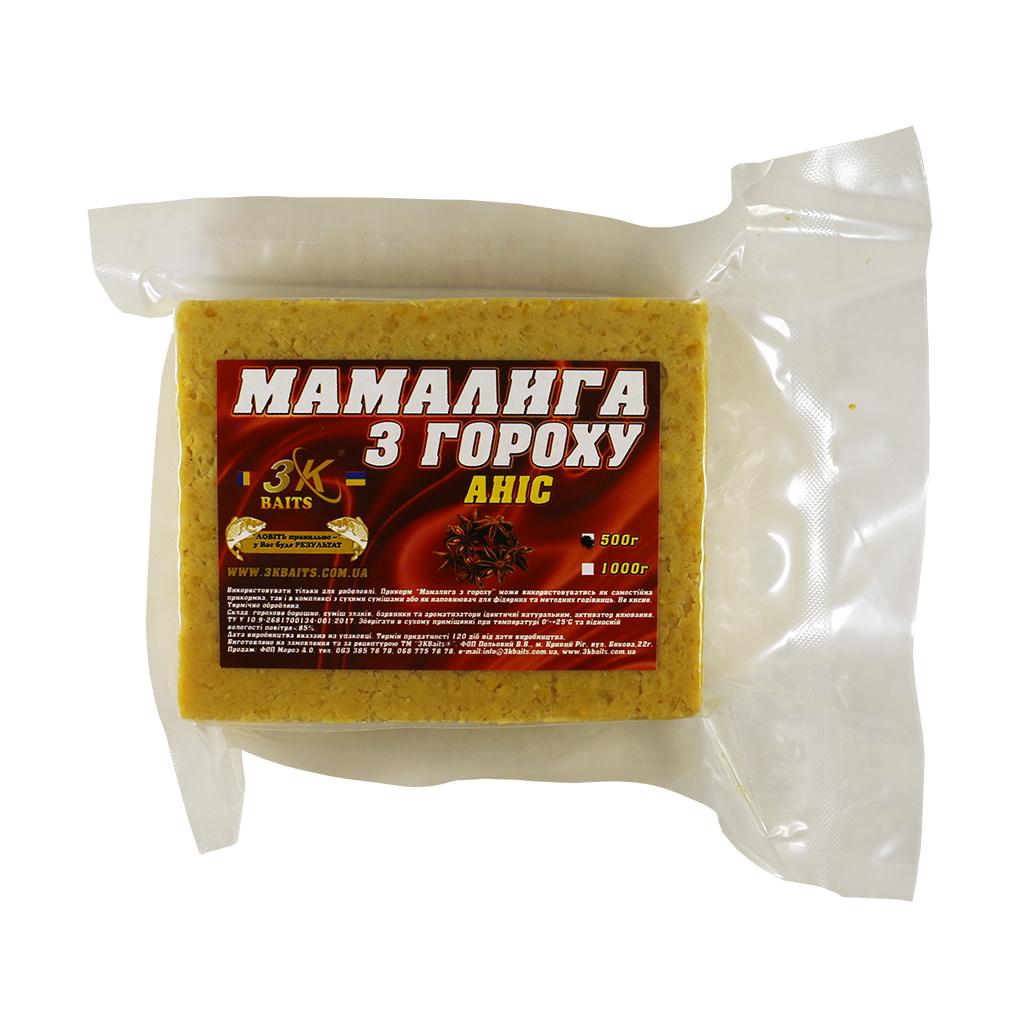 Прикорм 3KBaits Мамалига з гороху 500 г Аніс (3KB1186)