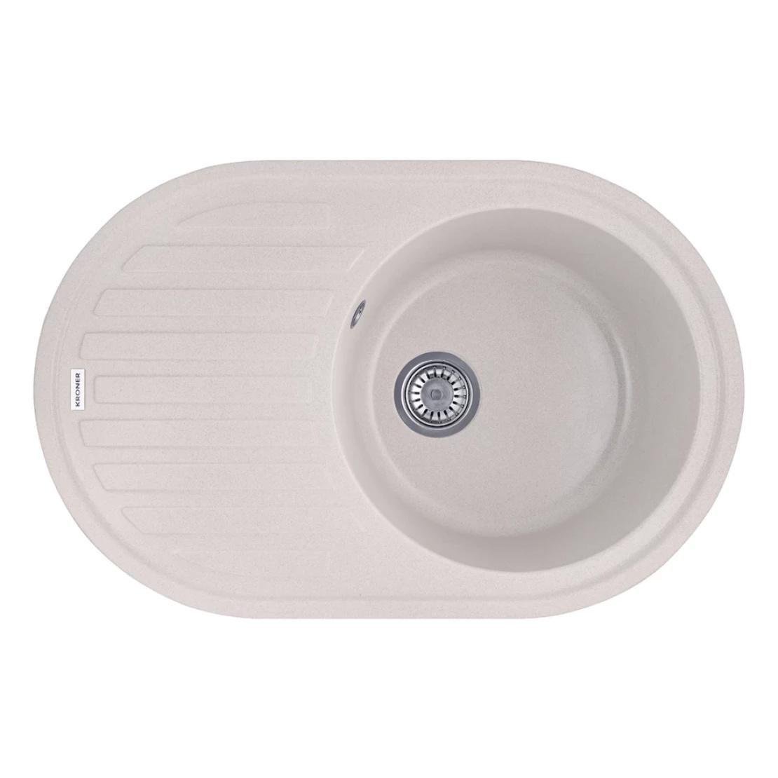 Мойка для кухни врезная Kroner KRP Komposit COL 7750 овальная 770х500 мм Песчаный (CV027414)