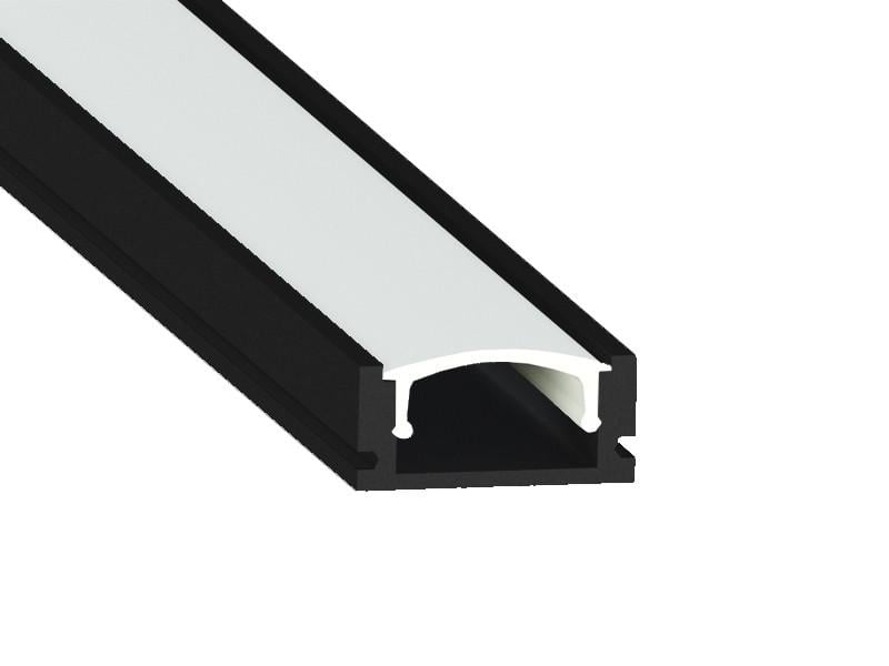 Профиль алюминиевый LEDUA АЛ-37 + рассеиватель для LED ленты накладной 1 м Черный (5270)