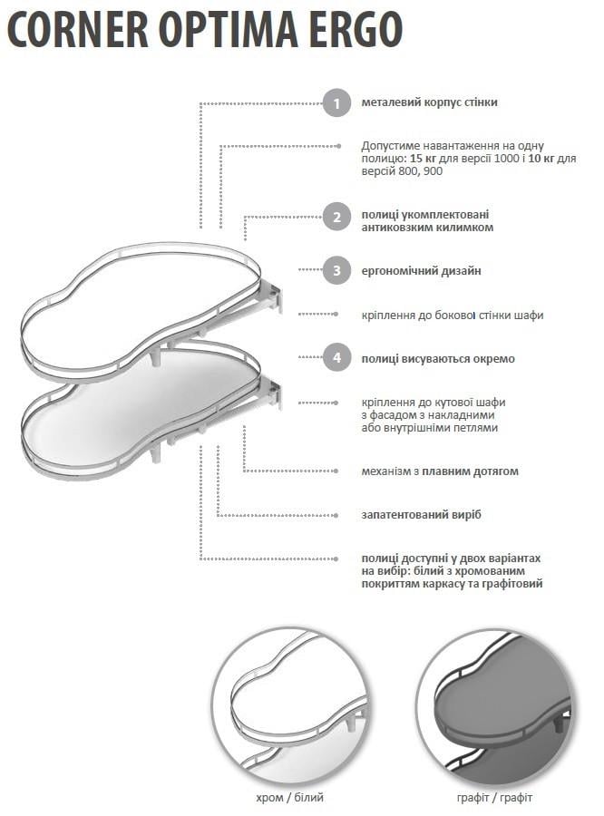 Угол магический Rejs Optima ERGO 1000/450 левый Хром/Белый (WE36.0005.43.374) - фото 5