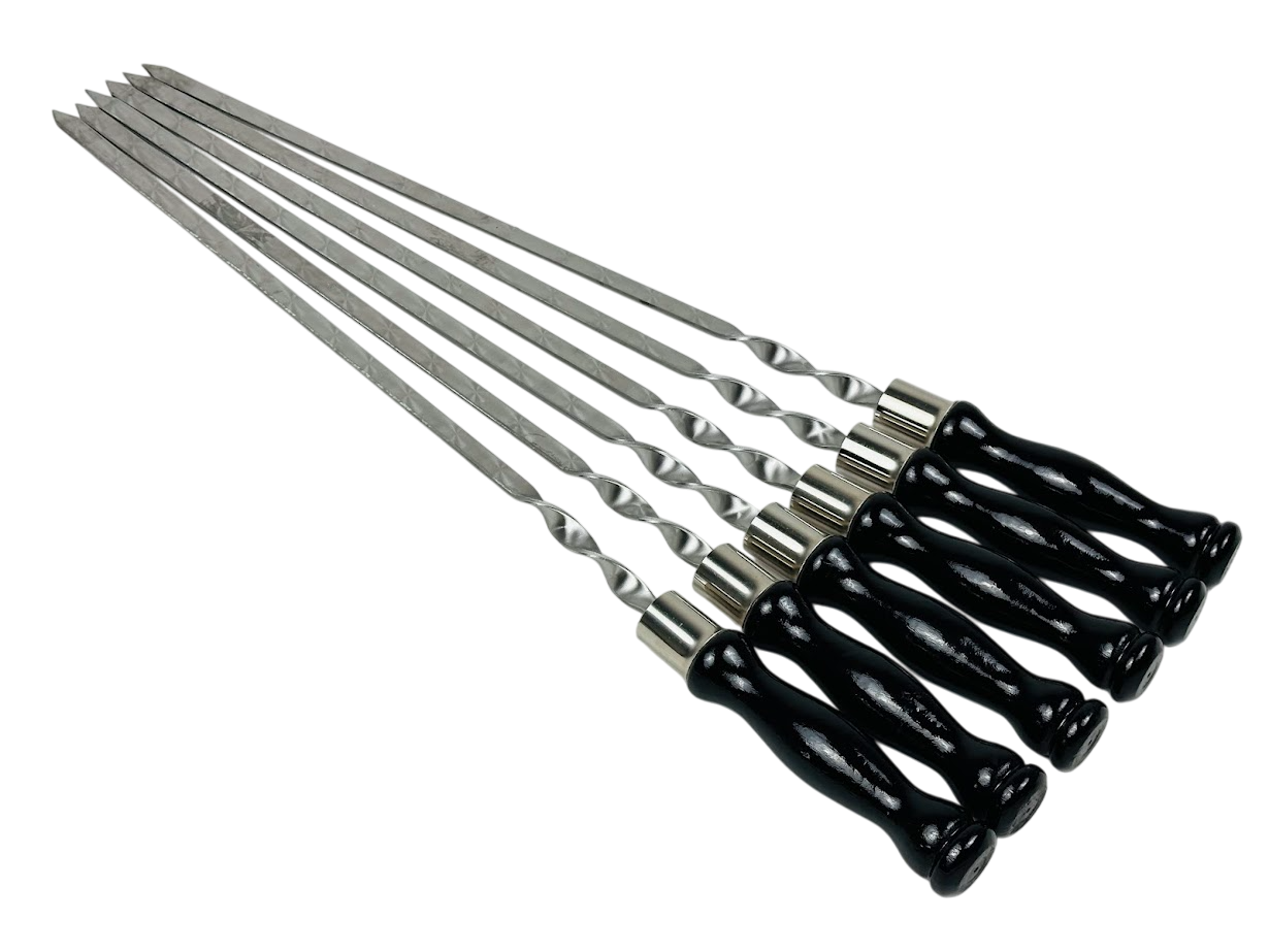 Набор шампуров Блэк из нержавеющей стали 3 мм с деревянной ручкой покрытой лаком 65 см 6 шт. Черный (124-10-SH-3102)