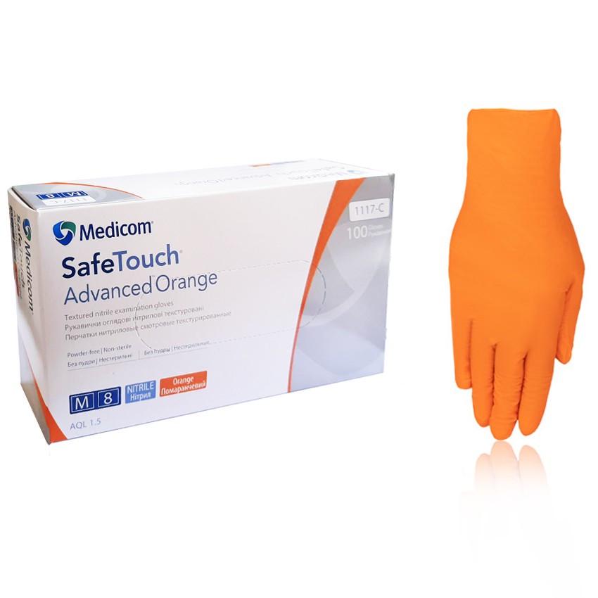 Перчатки нитриловые Medicom SafeTouch Advanced М 100 шт. Оранжевый (006462) - фото 1