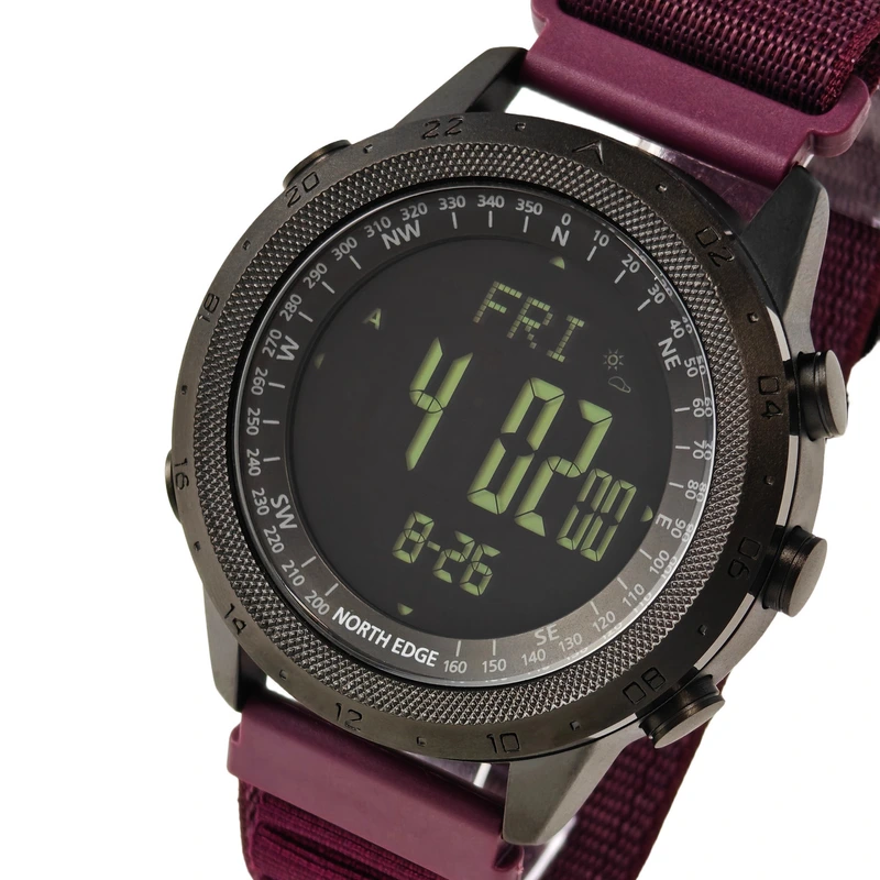 Годинник чоловічий водостійкий спортивний тактичний з компасом North Edge Desert Combat BRD 2 ремінці (25068)