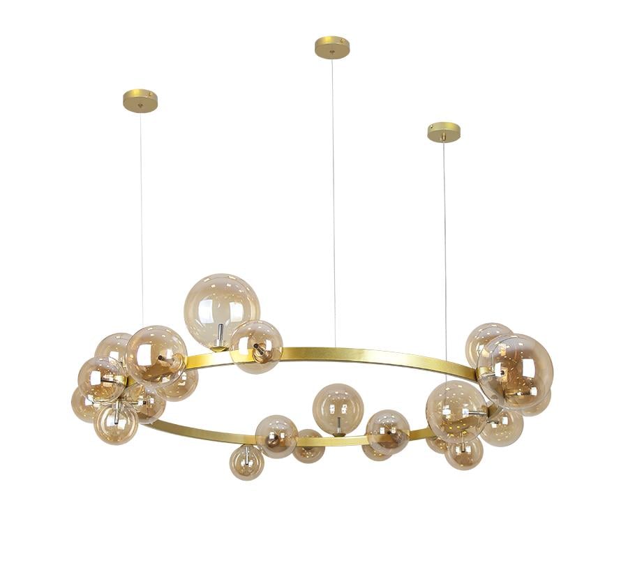 Люстра Levistella 918LP267-24 GD+BR Bubbles в стиле модерн на 24 лампы с шарами 113х30 см Золотой (14-16-LVS4119)