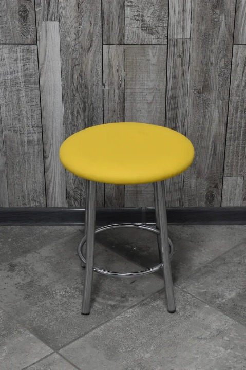 Табурет кухонний Муза металевий з м'яким сидінням 30х45 см Жовтий/Хром (28374215)