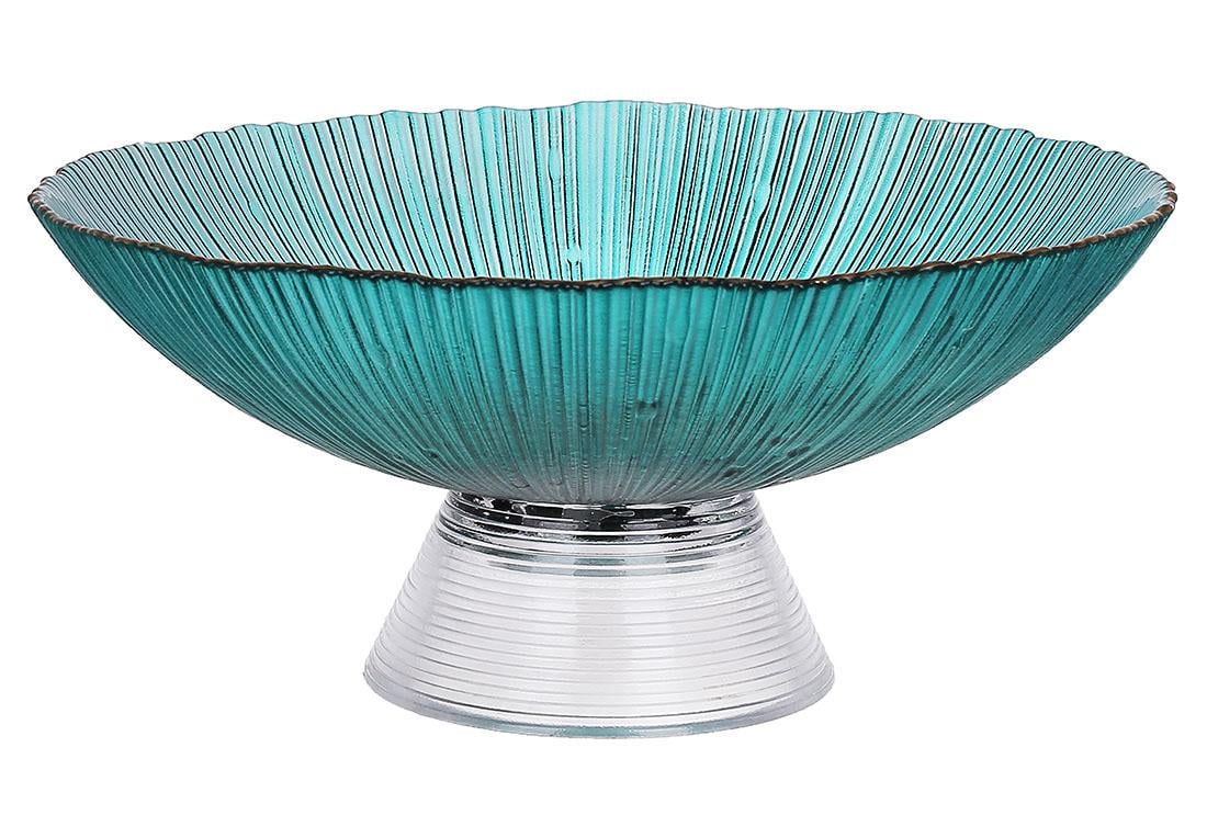 Фруктовница стеклянная на ножке Fleur Ø24,5 см Изумрудный (70012)