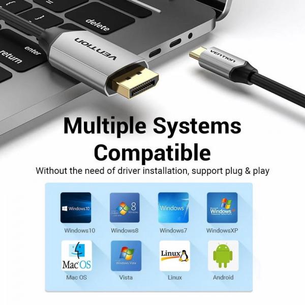 Кабель для передачи данных Vention USB-C-DisplayPort 1,5 м Черный (604961) - фото 4