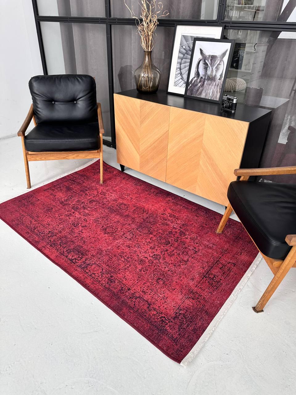 Килим безворсовий Рубіновий Шарм з шенілу та бавовни 160х230 см (M1203)