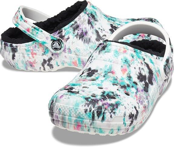 Сабо жіночі утеплені Crocs Classic Lined Tie Dye Clog Pure Water р. 37-38 Чорний (16310)