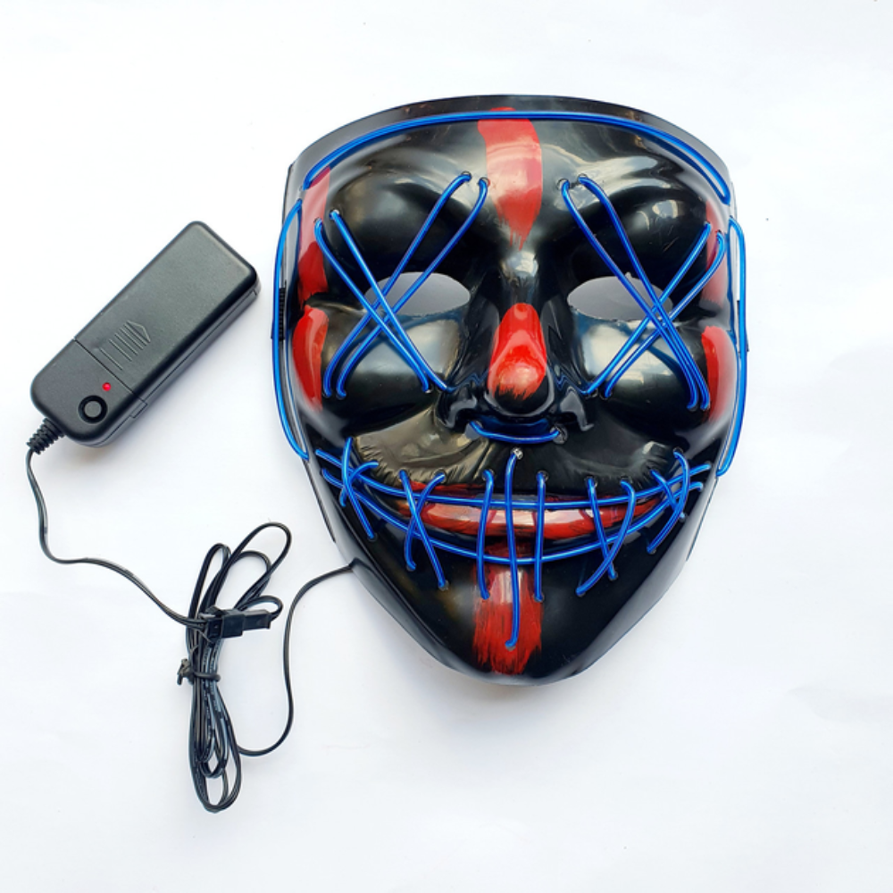 Неоновая маска Судная ночь с 3 режимами подсветки Синий (NB1040)