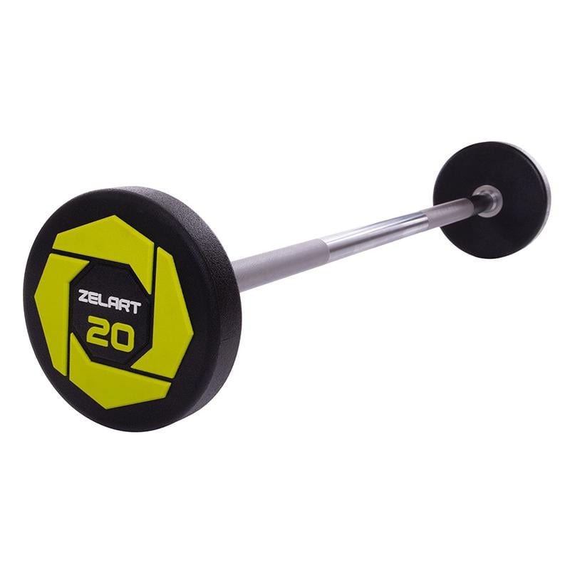 Штанга фіксована пряма Urethane Barbell Zelart TA-2689 20 кг Зелено-чорний (58363124)