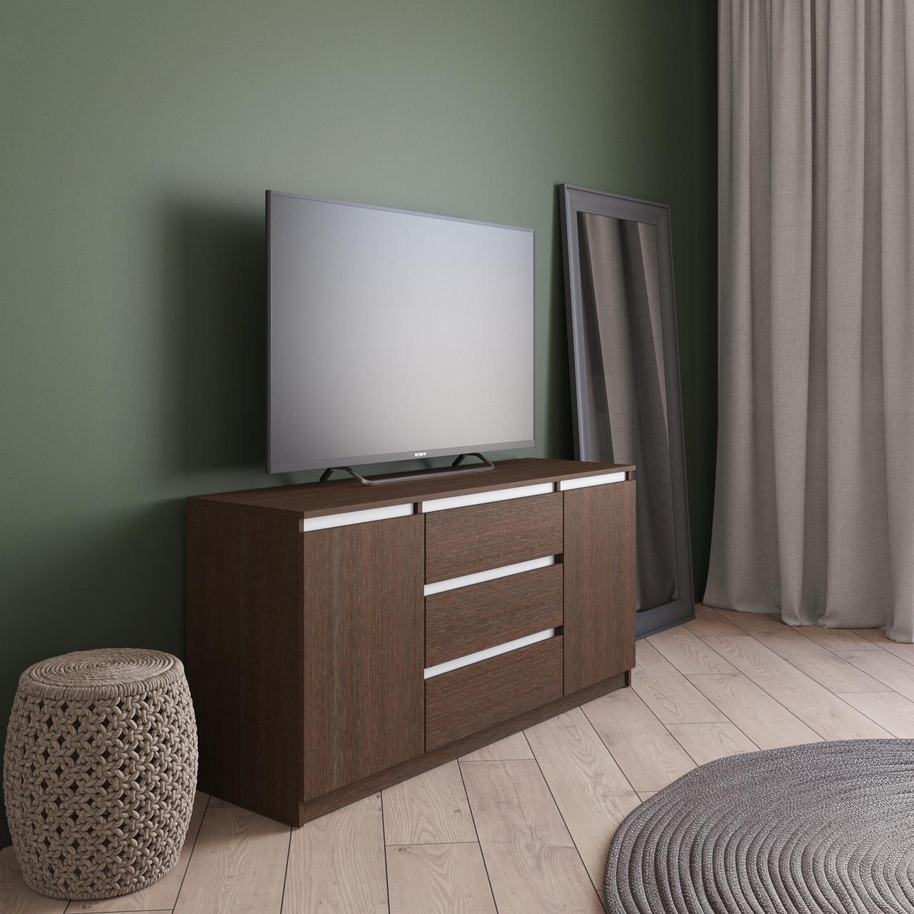 Комод під телевізор Вайс R-15 140х40х75 см Венге Темний/Білі планки (30411803) - фото 1 Комод під телевізор Вайс R-15 140х40х75 см Венге Темний/Білі планки (30411803) - фото 1