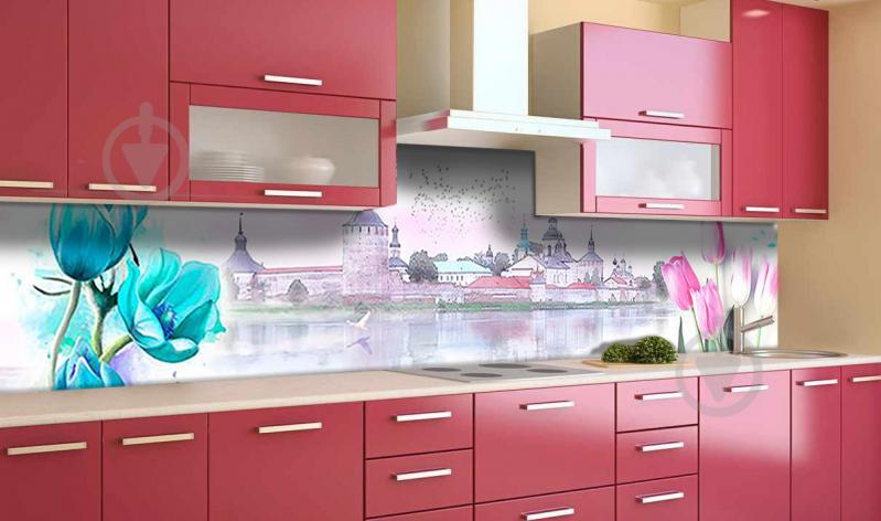 Наклейка виниловая кухонный фартук Zatarga "Замок у реки" 650х2500 мм