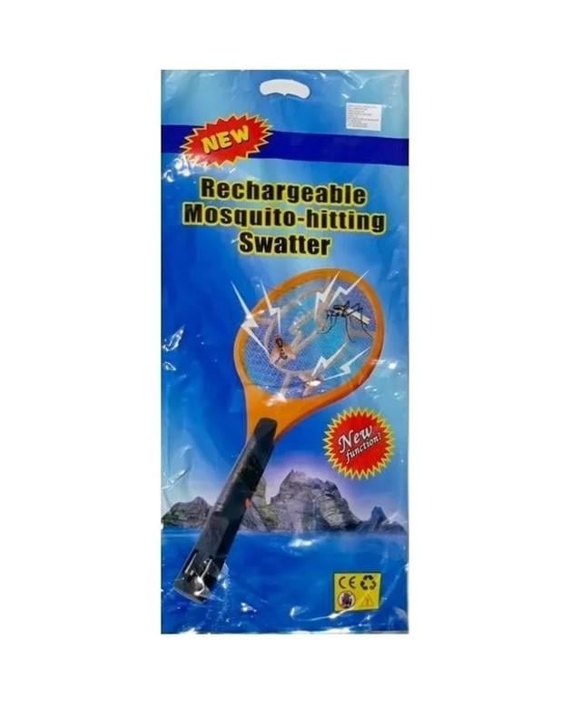 Мухобойка электрическая Rechargeable Mosquito-hitting Swatter трехслойная аккумуляторная Черно-синий (cf071a1b) - фото 4