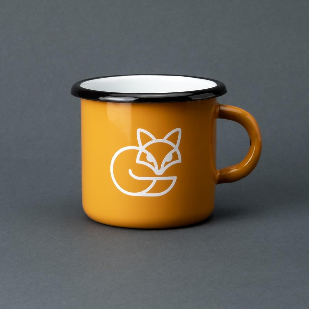 Кружка эмалированная Enamel mug с принтом Лисичка 400 мл Желтый