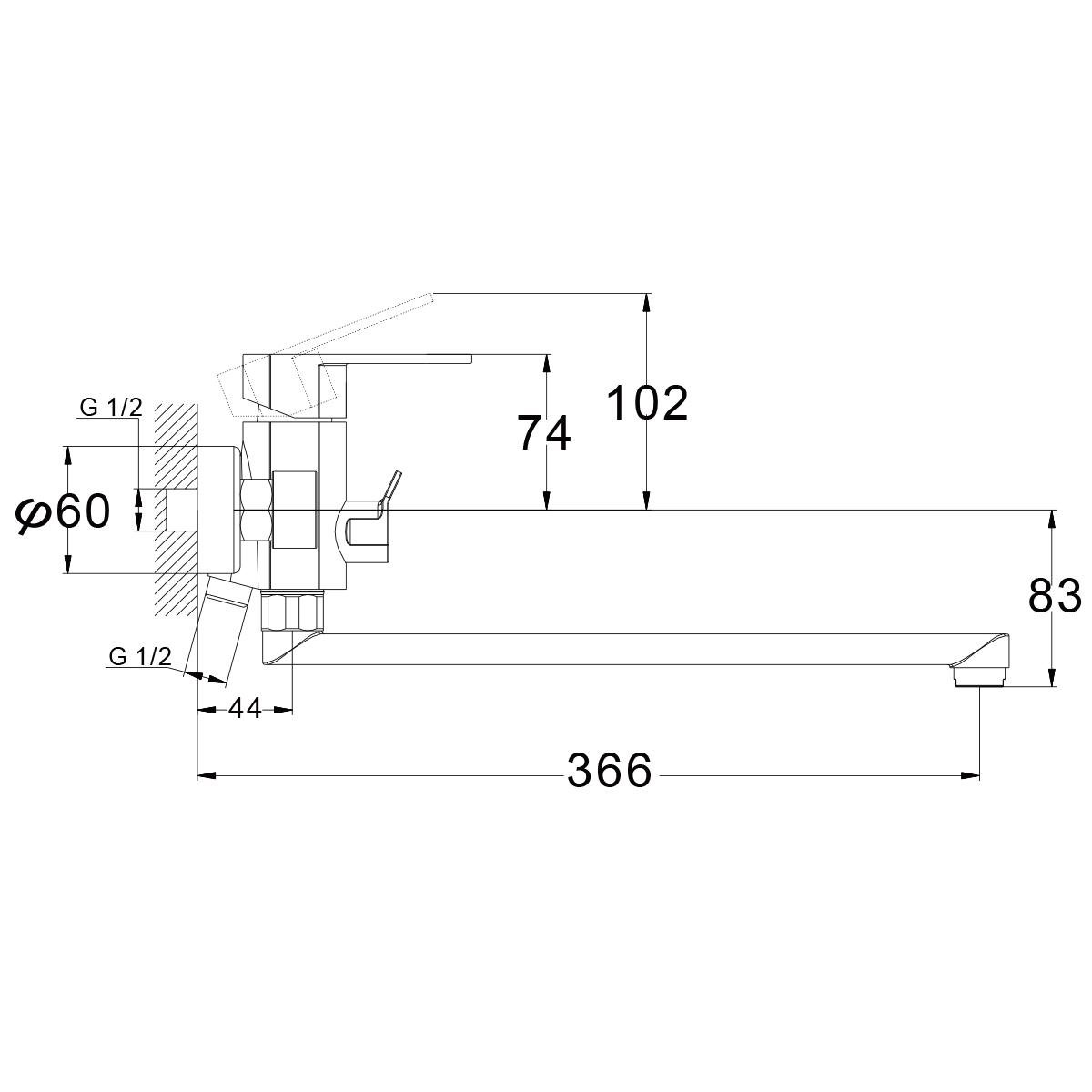 Смеситель для ванной TROYA LAB7-A136 однорычажный - фото 2 Смеситель для ванной TROYA LAB7-A136 однорычажный - фото 2