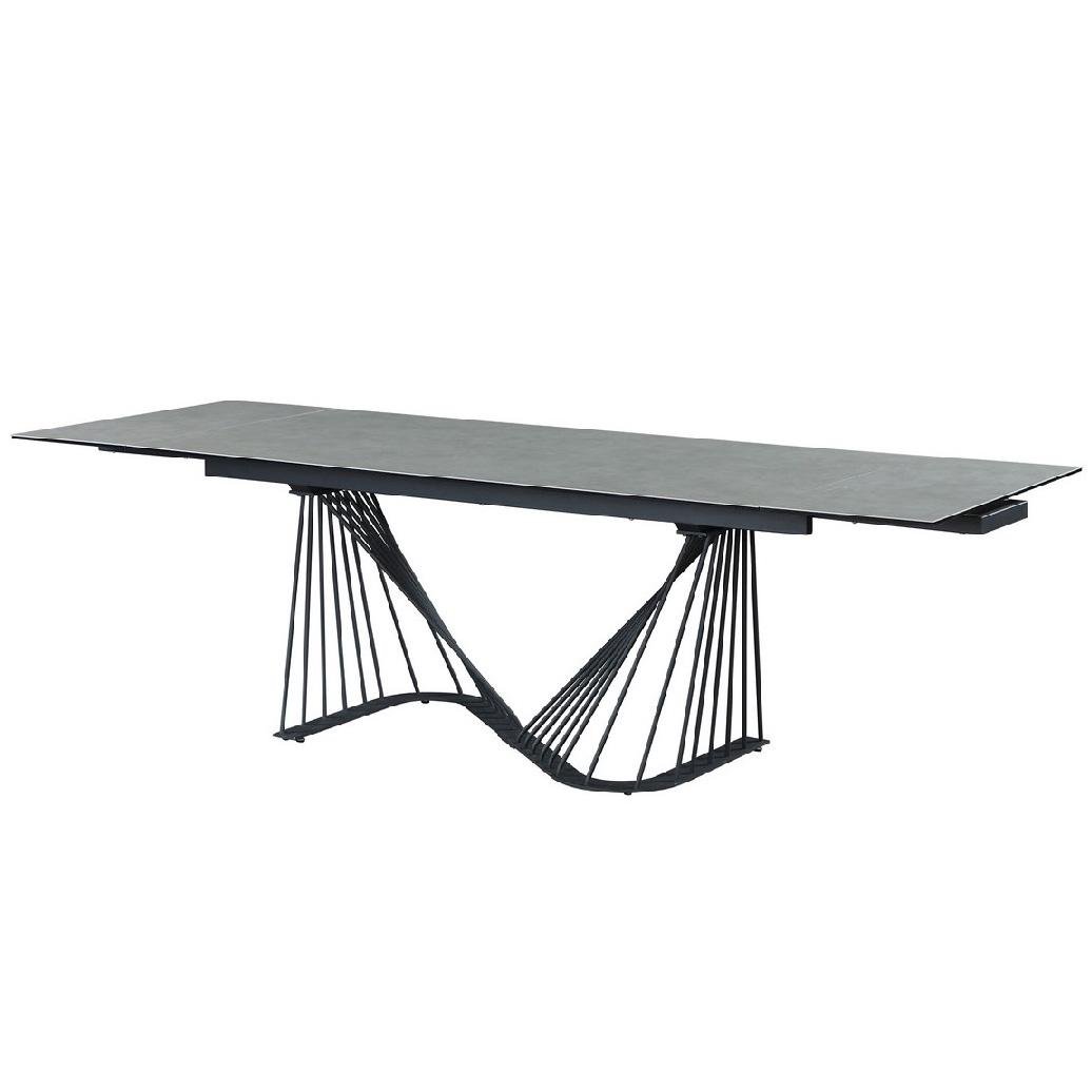 Стол обеденный раскладной Vetro Mebel TML-900 керамика/стекло/металл 90х180 см Серый аливери/Черный