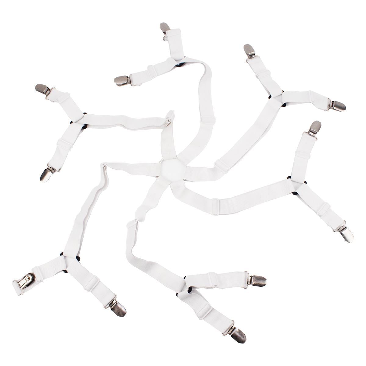 Ремни-подтяжки регулируемые для простыни или наматрасника на 12 фиксаторов Белый (R9652)