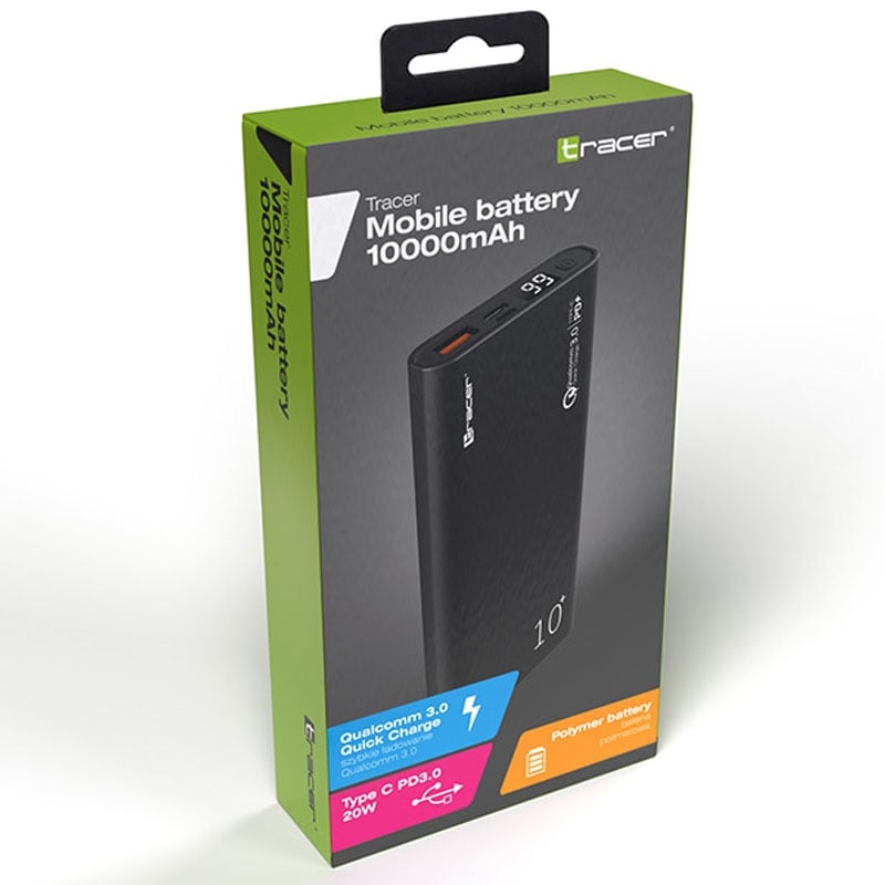 Повербанк Tracer alu PD20W 46960 + QC3,0 10000 mAh Black (13465948) - фото 7