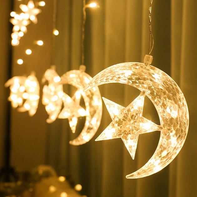 Гирлянда Звезды с луной силиконовый провод 3 м Белый теплый (544444) - фото 4 Гирлянда Звезды с луной силиконовый провод 3 м Белый теплый (544444) - фото 4